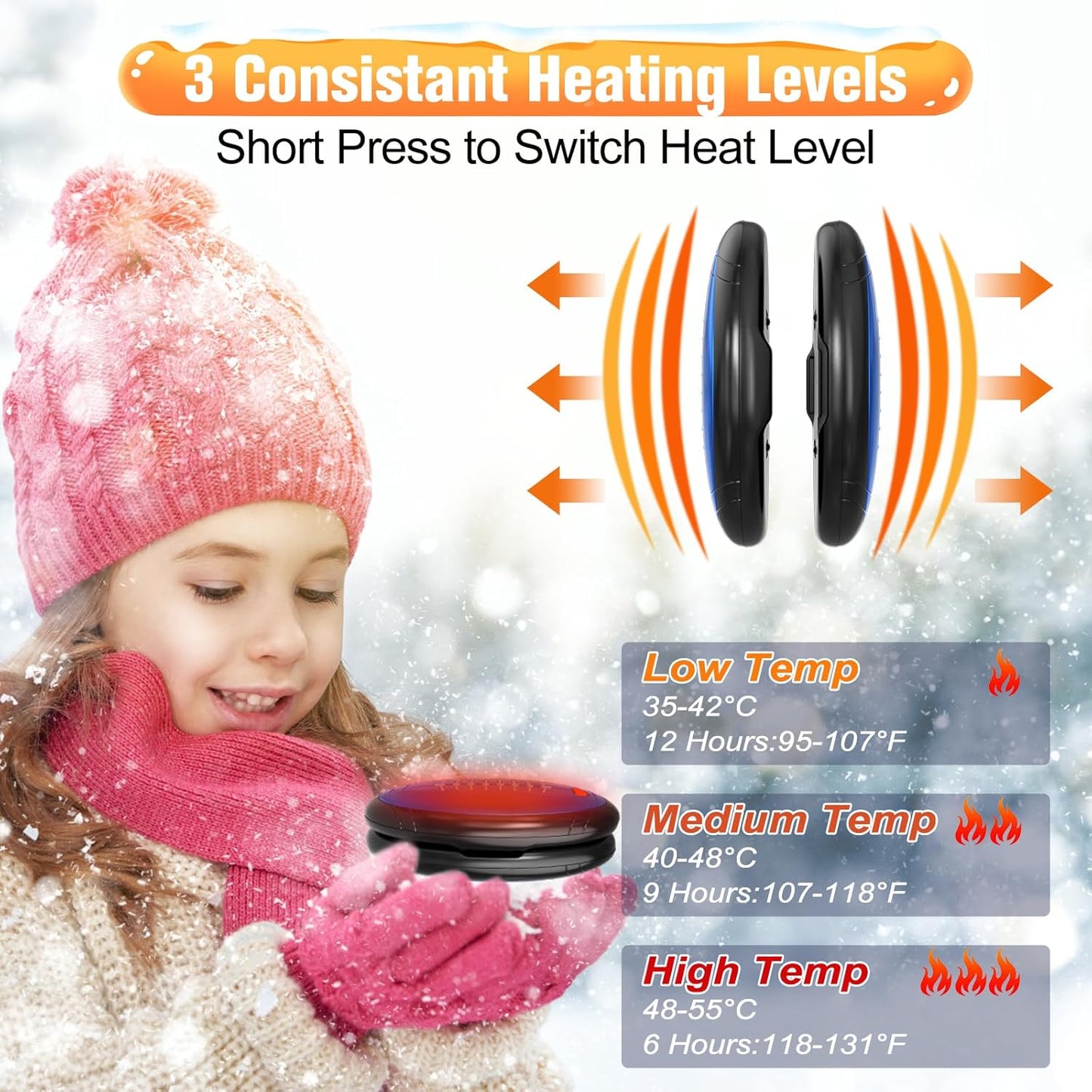 Hand Warmer Rechargeable, 2 Pack Rugby-Shaped