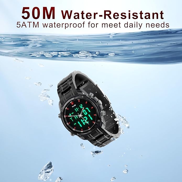 TVG Watch for Men Digital / Analog 50M Waterproof - Black
