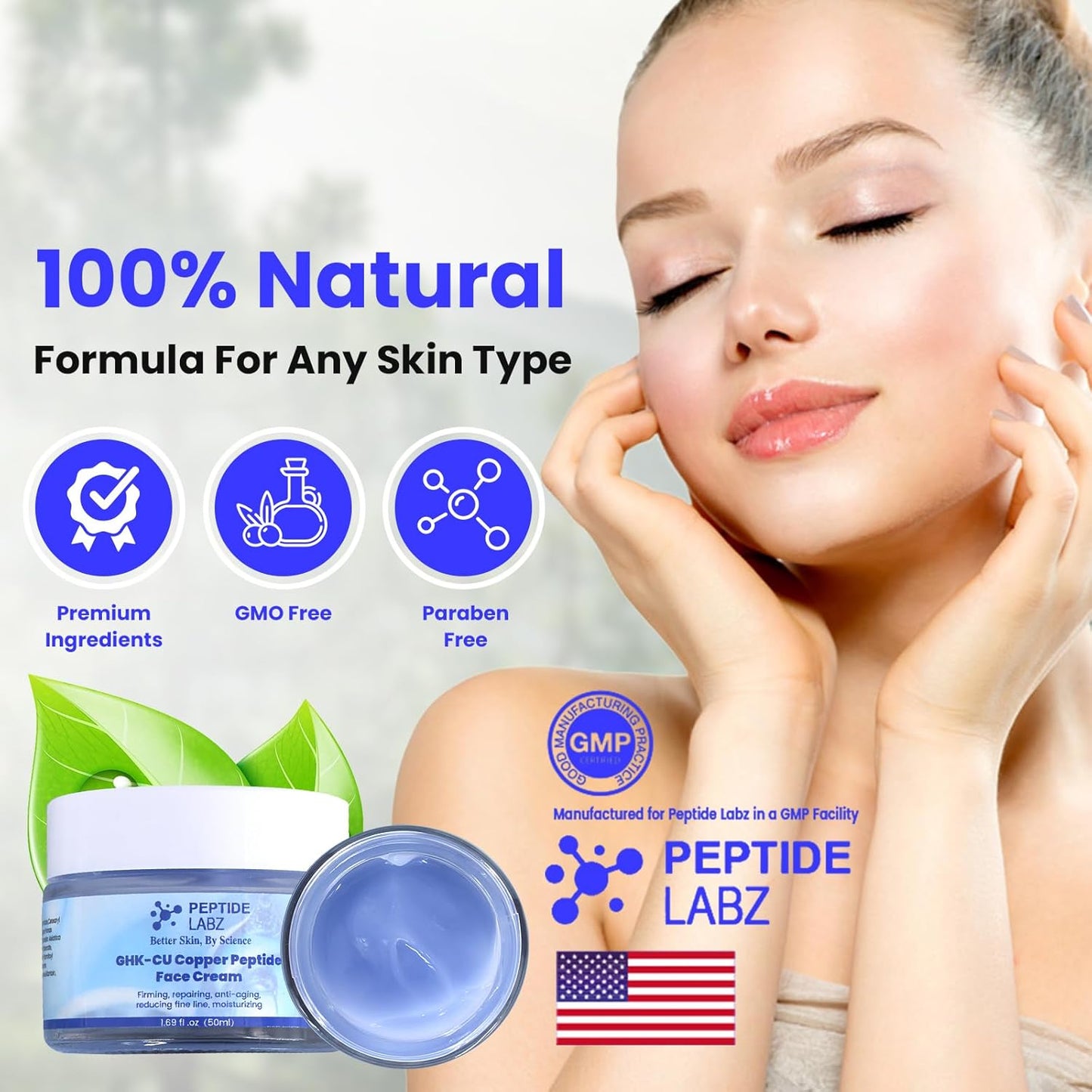 Face Cream Anti Wrinkle, Copper Peptide GHK-Cu 1.7 fl oz