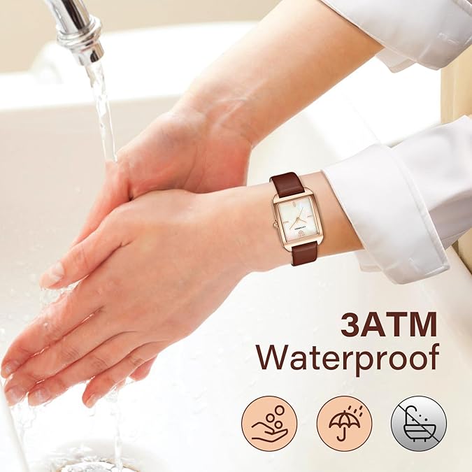 Watch for women Leather Strap Waterproof Analog - Shell Coffee