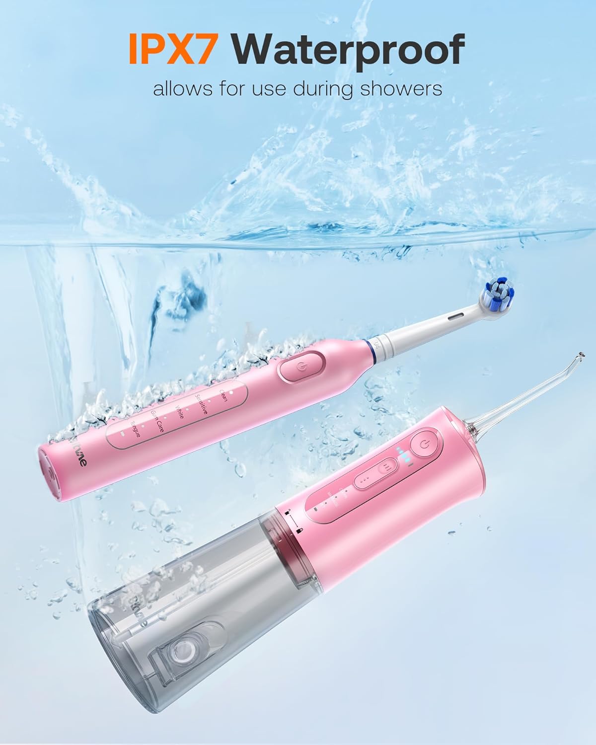 Water Dental Flosser Teeth Picks & Cordless toothbrush - PINK