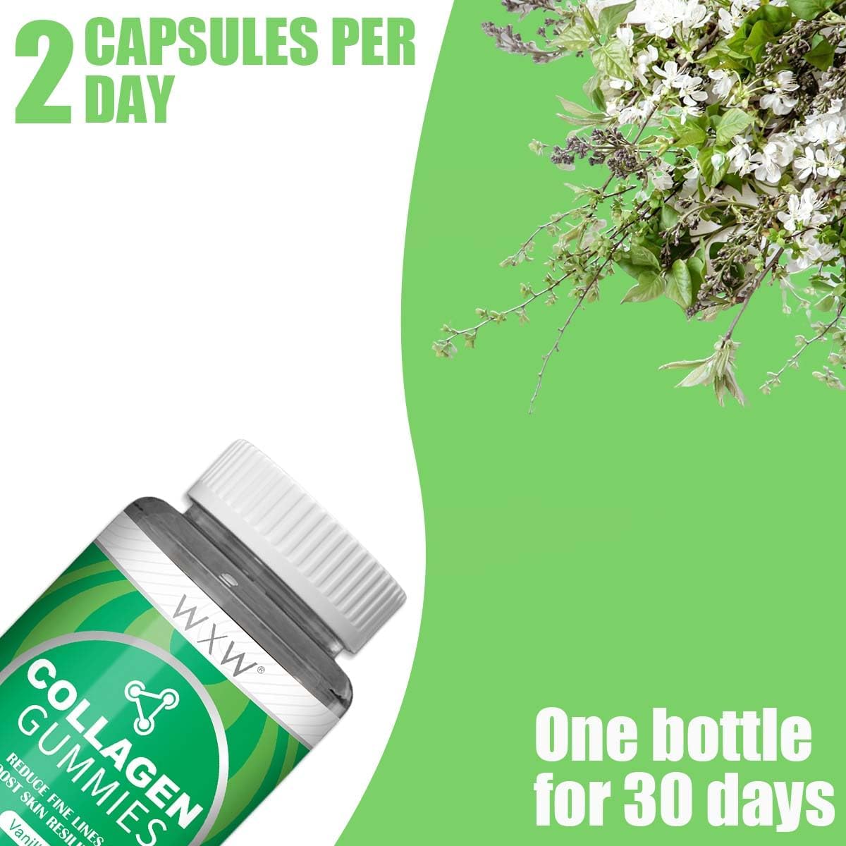 Collagen Peptides Gummies Non-GMO Anti-Aging Formula with Biotin, Vanilla- 60 pcs