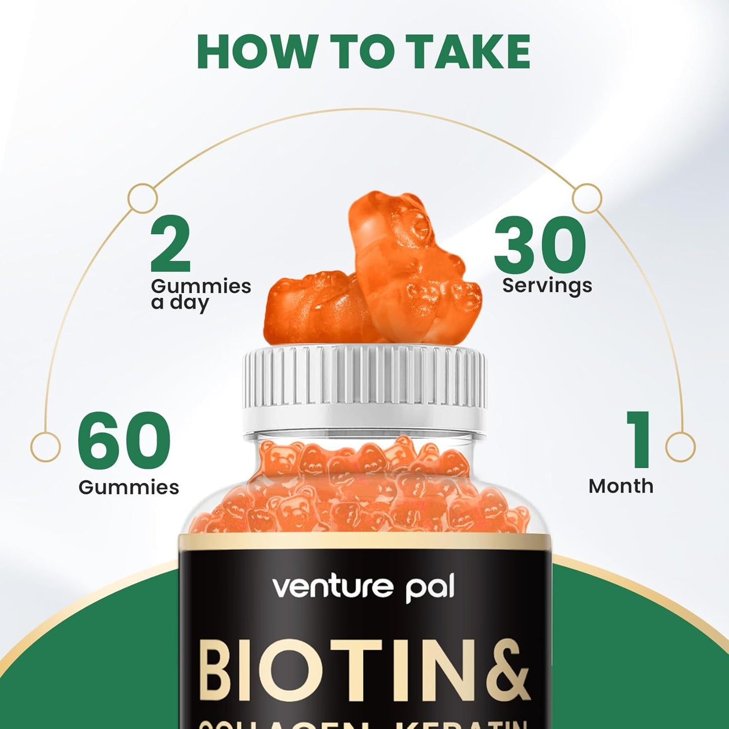 Venture Pal Hair Growth Gummies - Biotin, Collagen & Saw Palmetto