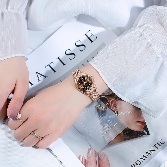 Watch for Women Analog Quartz Waterproof 28mm - ROSE/BROWN