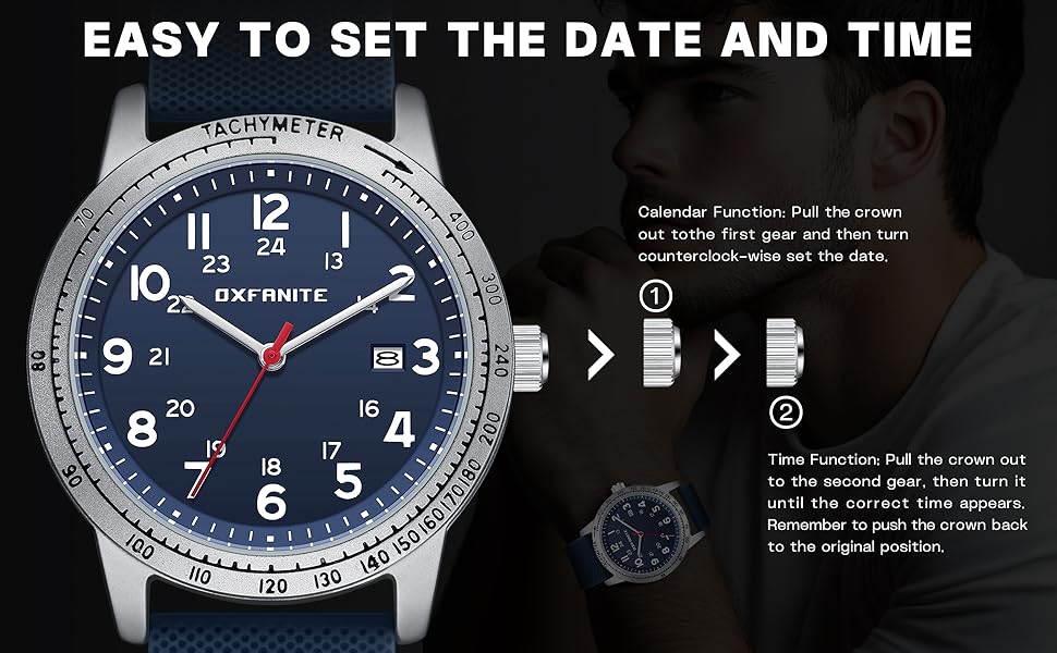 Men’s Watch Military Style Sporty Easy to Read Waterproof - Black