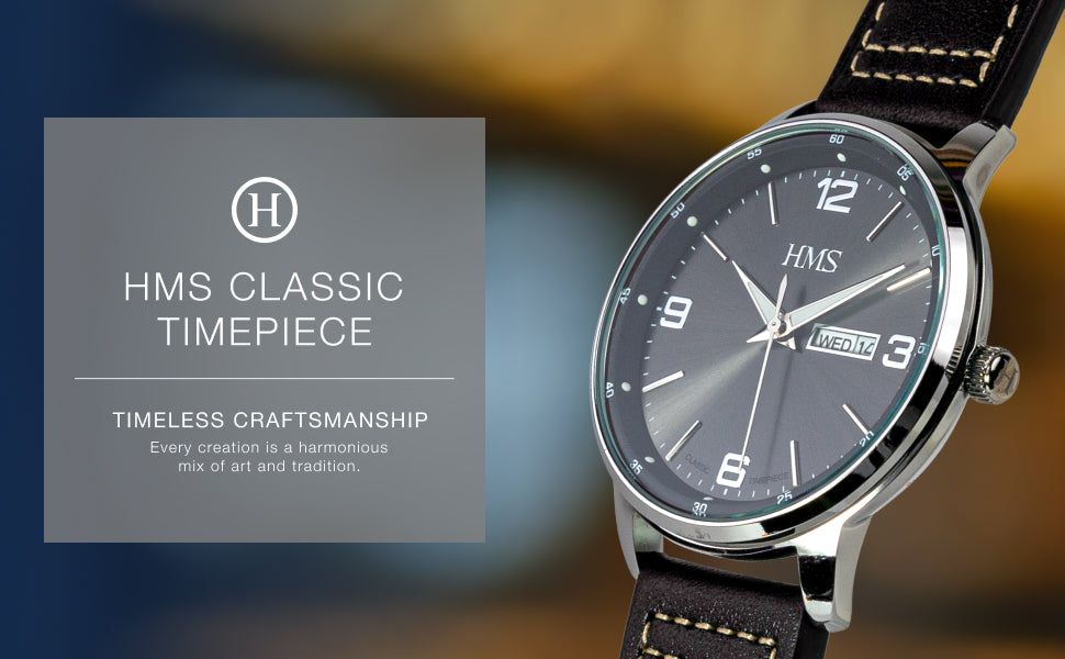 HMS, Classic Men’s Dress Watch, 25905, 42mm - BLACK