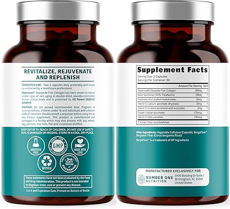 Marine Collagen Dipeptides with Hyaluronic Acid, Vitamin C - For healthy skin.