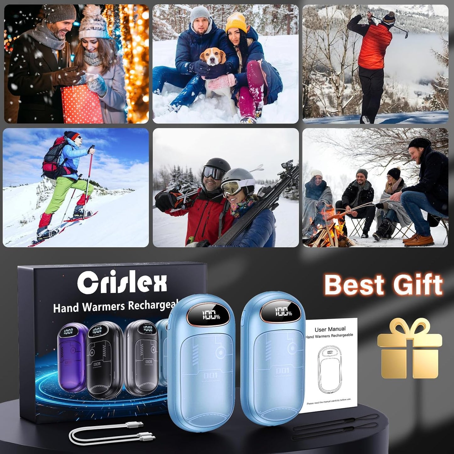 Hand Warmers Rechargeable - 2 in 1 Magnetic - BLUE