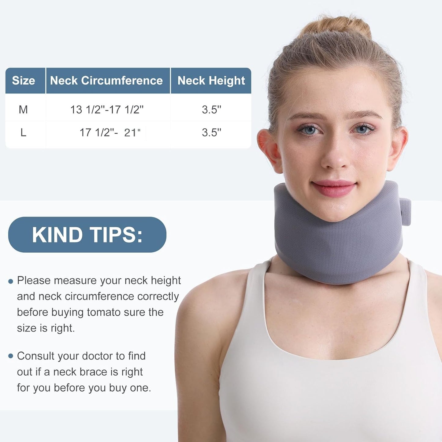 Soft Neck Brace Cervical Collar for Neck Posture Relief Pain - LARGE