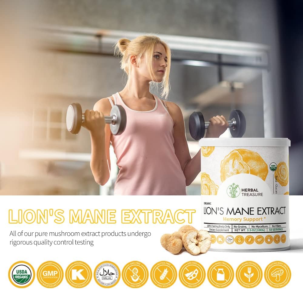 Organic Lion's Mane, Non-GMO and Gluten-Free Supplements