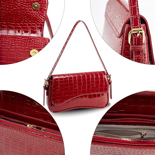 Shoulder Bags, Crossbody Purses for Women Vegan Leather - Red