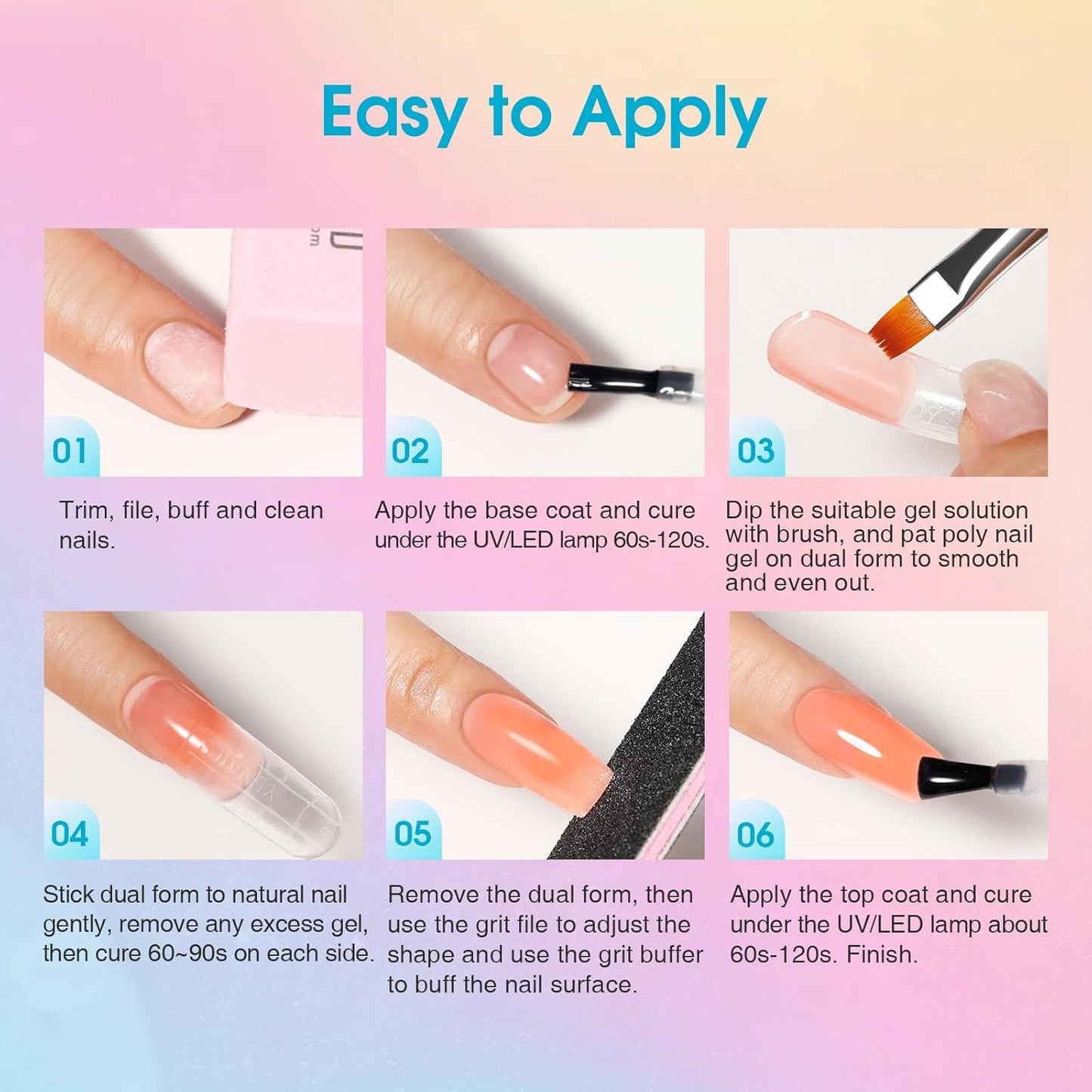 ROSALIND 20 Colors Poly Nail Gel Kit with Mini Nail Lamp