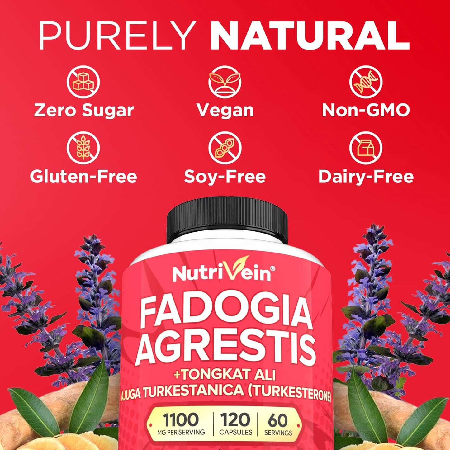 Fadogia Agrestis with Tongkat Ali & Turkesterone Supplement 1100mg - Premium Blend