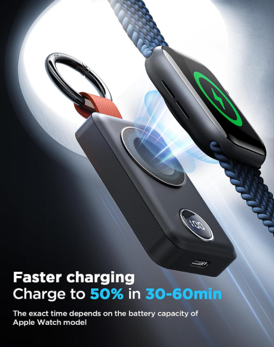 I Watch Portable 2000mAh Wireless Charger Compatible for Apple Watch Series 9/8/7/6/5/SE/4/3/2/UItra 2/Ultra