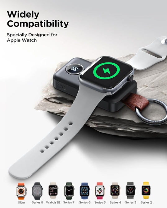 I Watch Portable 2000mAh Wireless Charger Compatible for Apple Watch Series 9/8/7/6/5/SE/4/3/2/UItra 2/Ultra