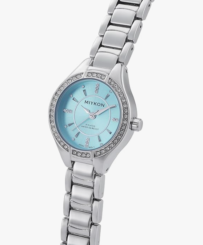 Watch Women Genuine Crystal Chic Bracelet Water Resistant 27mm - Silver/Blue
