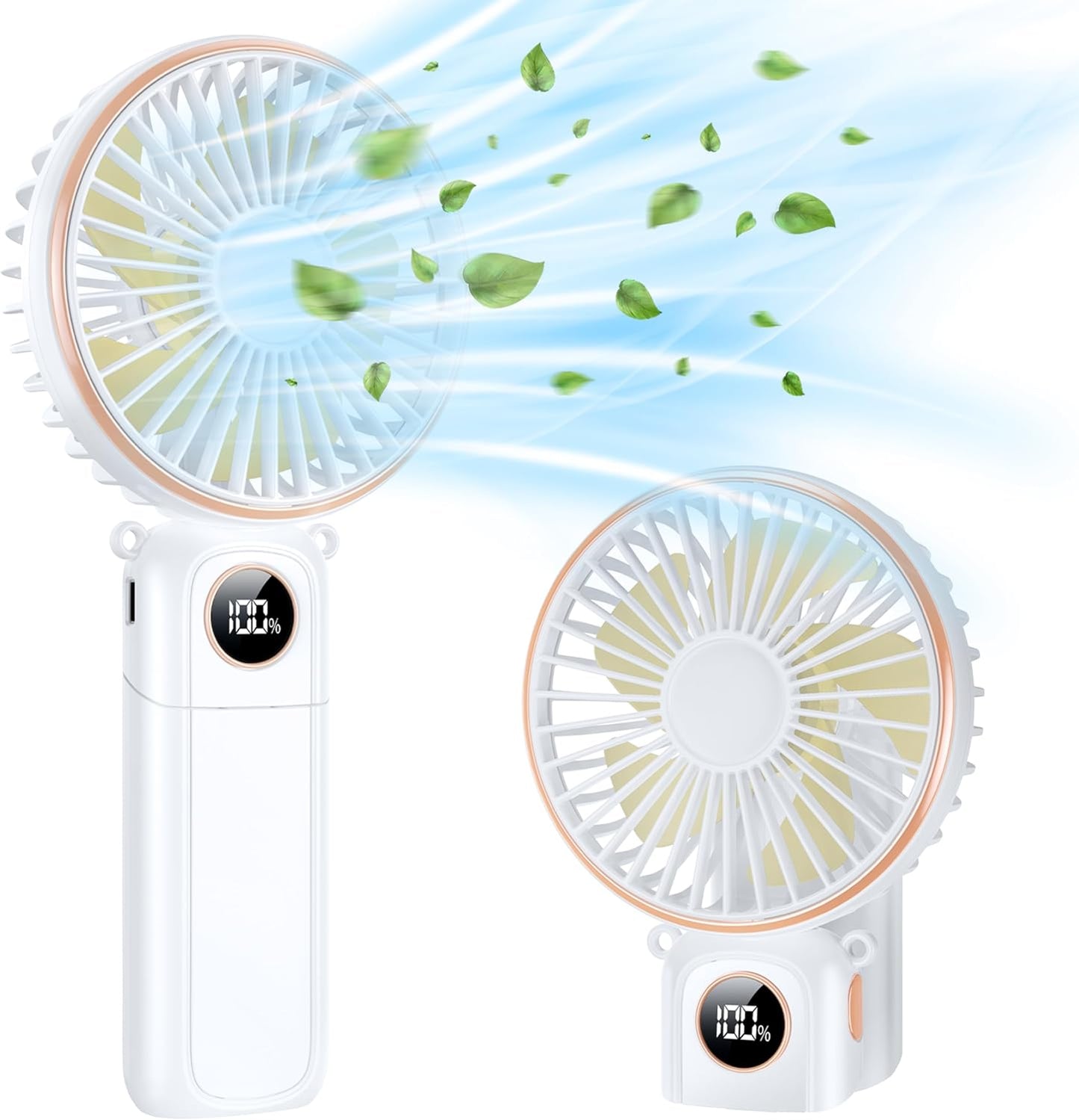 Fan Portable with LED Display,3-in-1 180° Foldable with 6 Speed
