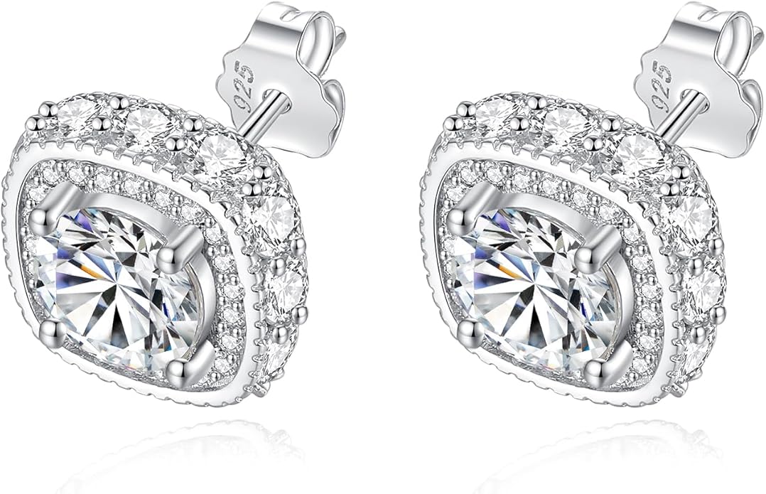 Moissanite Earrings for Women Men,S925 Sterling Silver 3.6 Carat