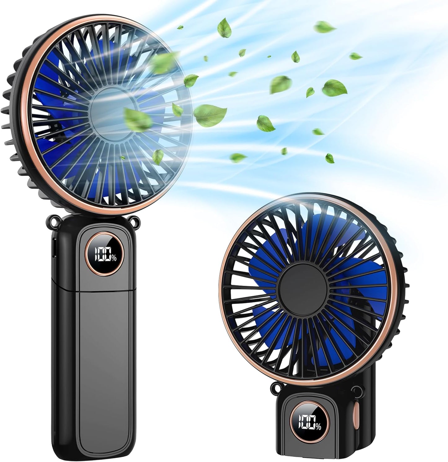 Fan Portable with LED Display,3-in-1 180° Foldable with 6 Speed