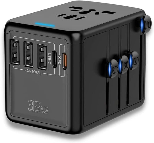 35W Travel Adapter Fast Charging, Universal All in One Worldwide Travel Adaptor