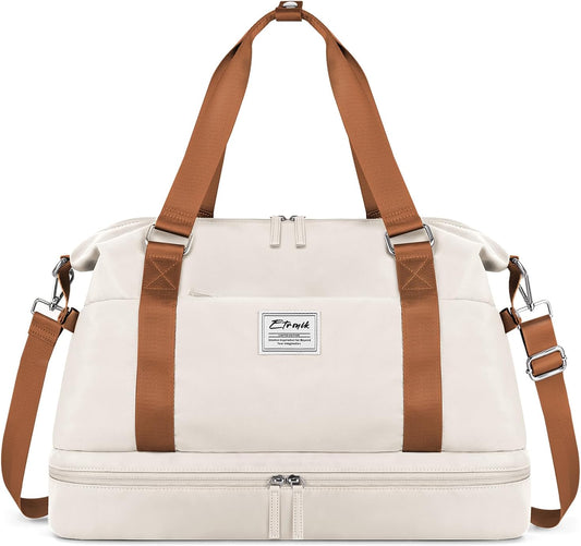 Weekender Bags for Women, Gym Bag with Shoes Compartment & Wet Pocket.