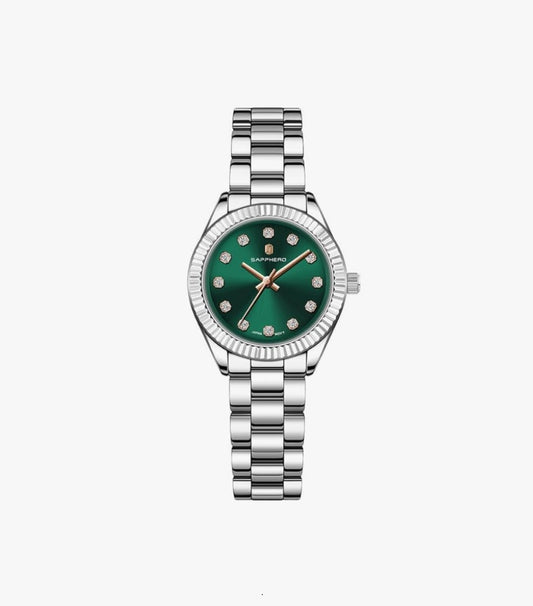 SAPPHERO Women's Bracelet Watch Luxury Ladies Analog Quartz - Silvergreen