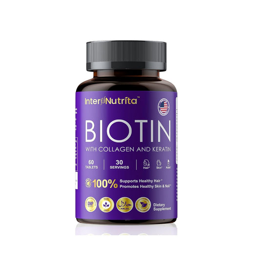 Biotin with Hydrolysed Collagen and Keratin, 5000mcg