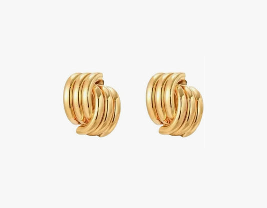LUVA Knot Stud Earrings for Women, 18K Gold Plated