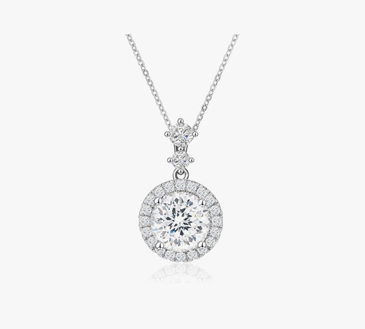 Necklace for Women 3 CT Round Cubic Zirconia White Gold Plated