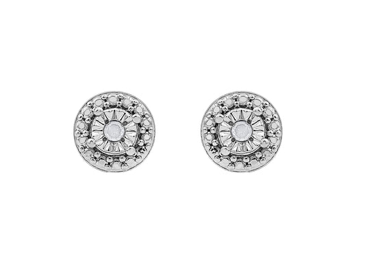 Diamond Accent Miracle Plate Set Stud Earrings in 925 Sterling Silver