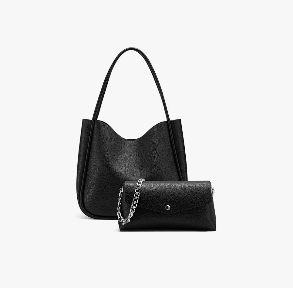 Hobo Purse, PU Leather Shoulder Bag - Black