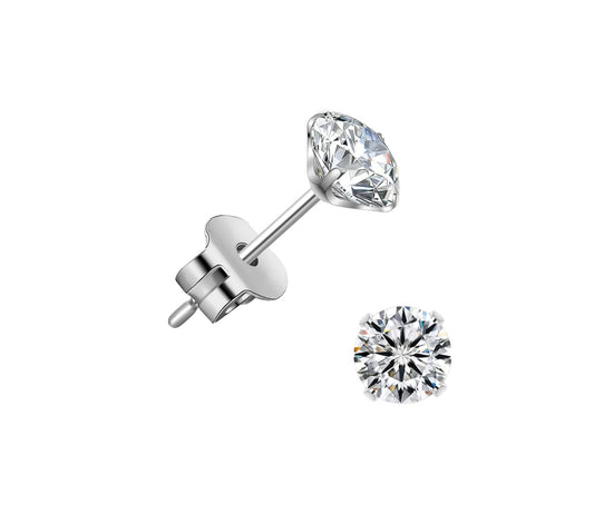 Earrings for Women Stud Earrings Dainty 4mm Cubic Zirconia, Titanium. (0.5 ct each)