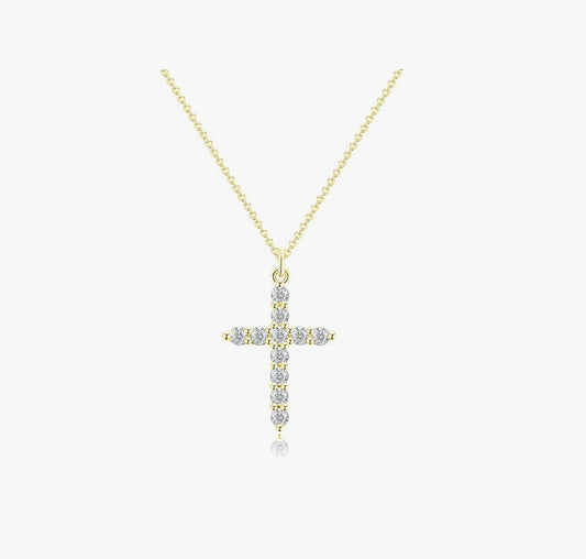 Gold Cross Necklace for Women Silver Plated Dainty
