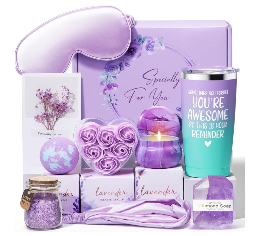 Gifts for Women Friendship, Lavender Relaxing Spa Gifts Basket