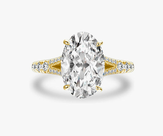 Ring 3.5 Carat Oval Cut with Split Shank, 5A Cubic Zirconia - Size 6