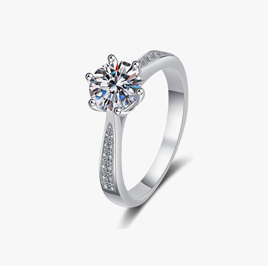 Women's Promise Ring, 1.0 CT S925 Sterling Silver - Size 6.5