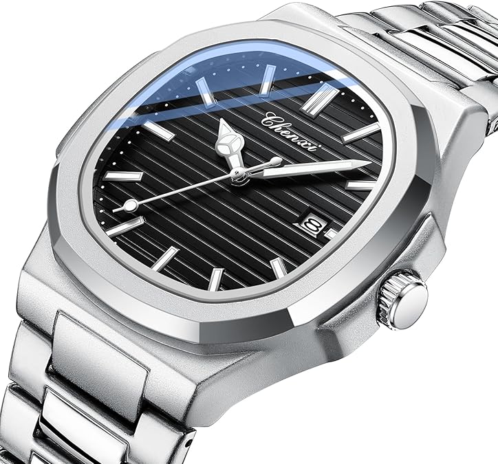 Men's Luxury Stainless Steel Watch, Elegant 40mm Analog Quartz
