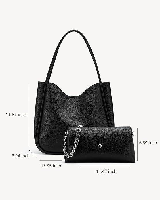 Hobo Purse, PU Leather Shoulder Bag - Black