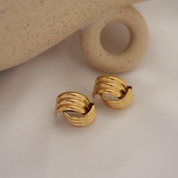 LUVA Knot Stud Earrings for Women, 18K Gold Plated