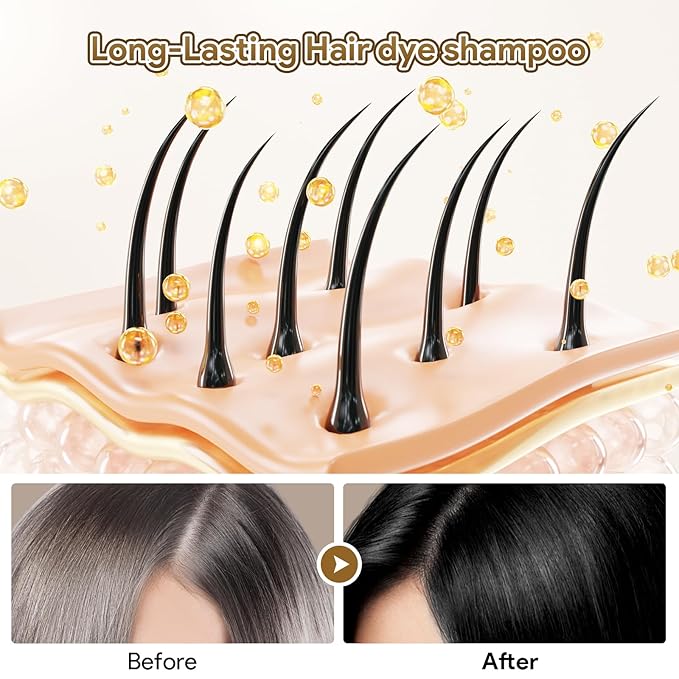 Hair Dye Shampoo for Women & Men for Gray Coverage (BLACK)