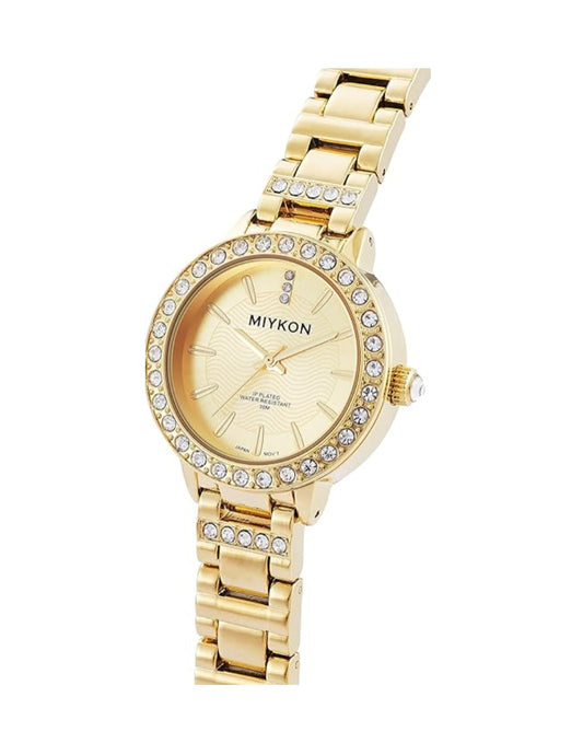 Watch for Women Genuine Crystal Classic Bracelet - 100ft Water Resistant 34.5mm - GOLD