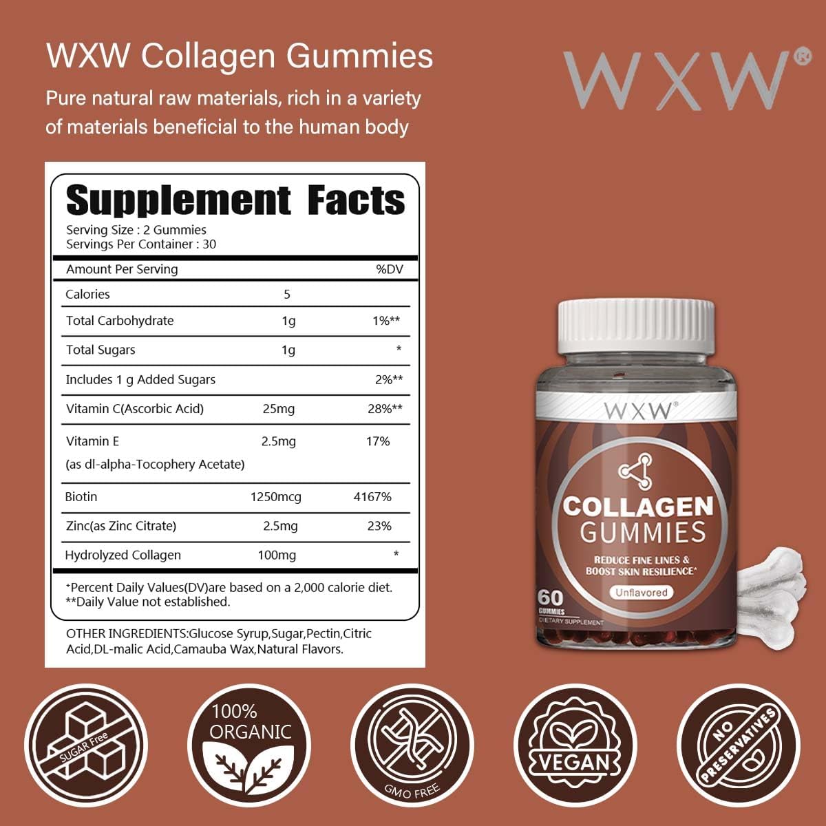 Collagen Peptides Gummies - Unflavored - 60 pcs
