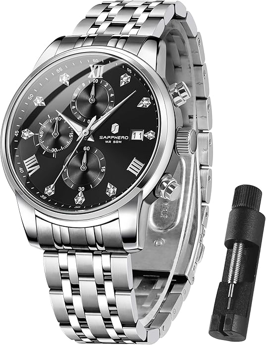 Watch SAPPHERO Round Stainless Steel , 50M Waterproof