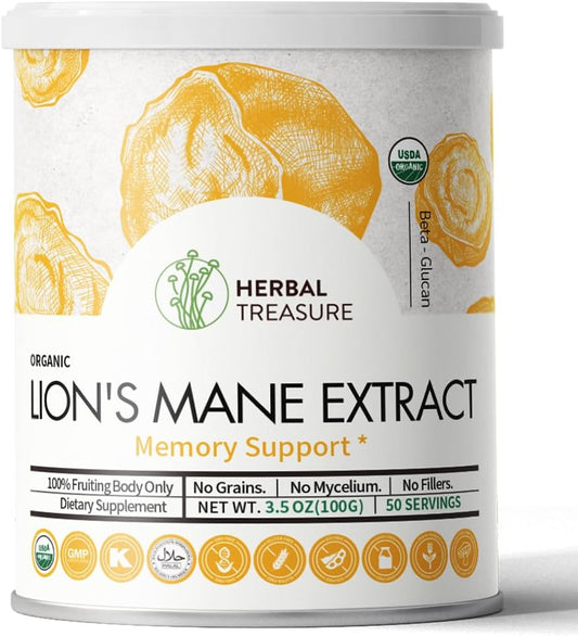 Organic Lion's Mane, Non-GMO and Gluten-Free Supplements