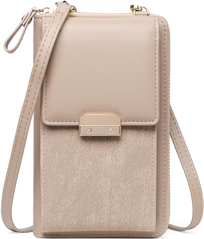 Bag, Leather Crossbody Bags Small Cell Phone Bag - Light Brown