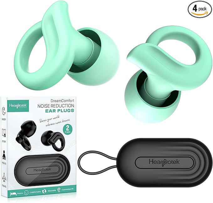 Ear Plugs for Sleeping, 2 Pairs Ear Plugs for Sleep Noise Reduction (BLACK & GREEN)