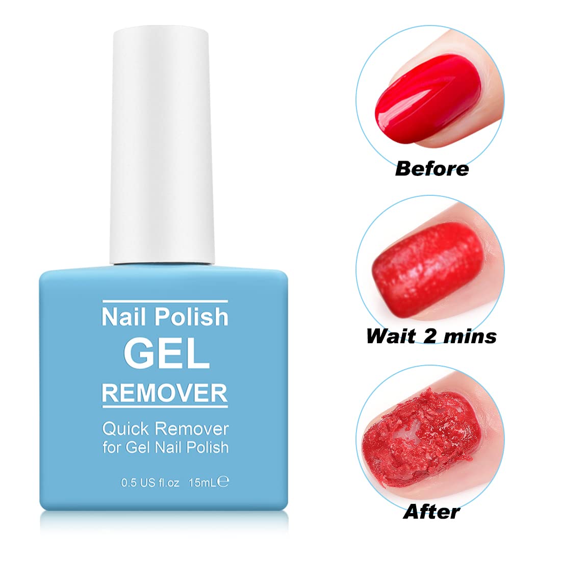 Gel Nail Polish Remover with 7 Way Nail Buffer & Metal Silver Cuticle Pusher