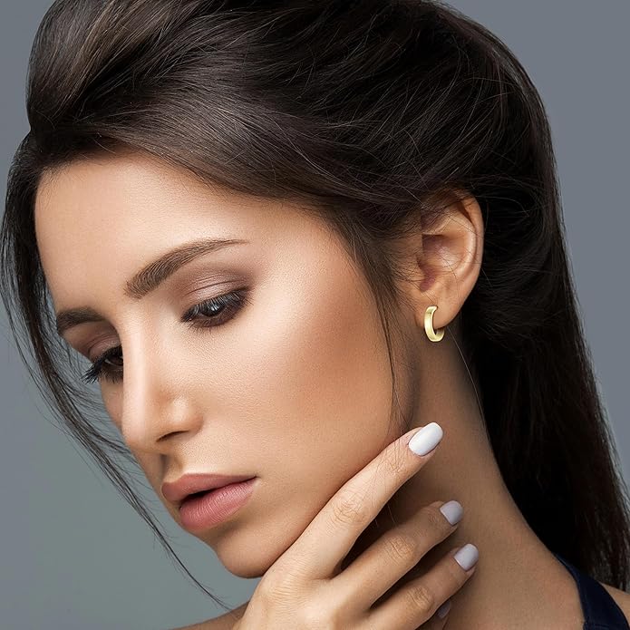 Sterling Silver Chunky Gold Hoop Earrings for Women