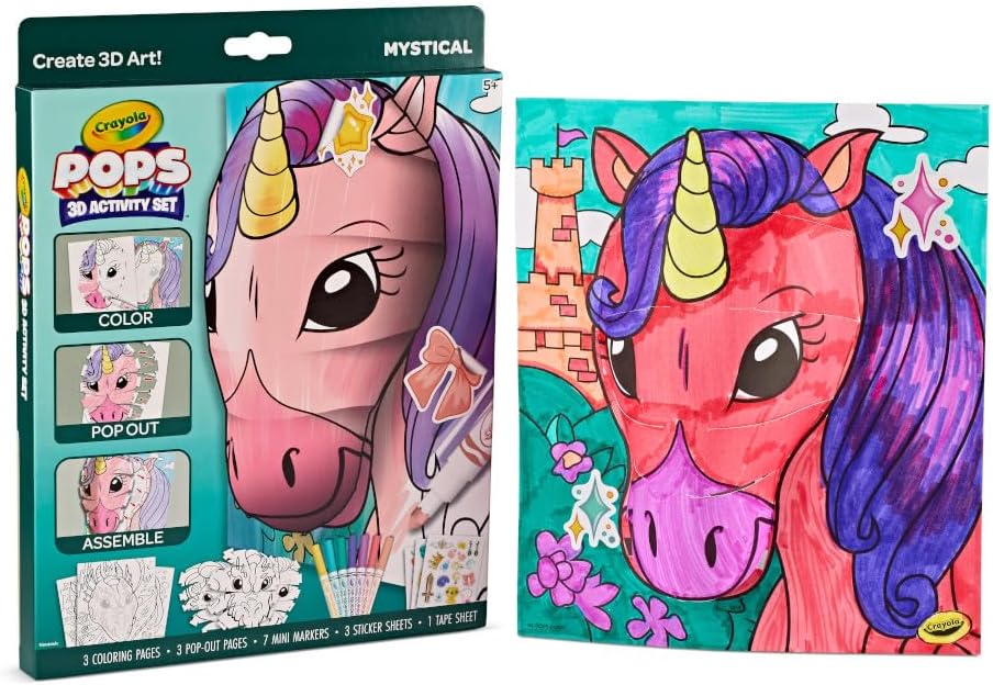 Crayola POPs 3D Kids Art Set, Mystical, Coloring Book