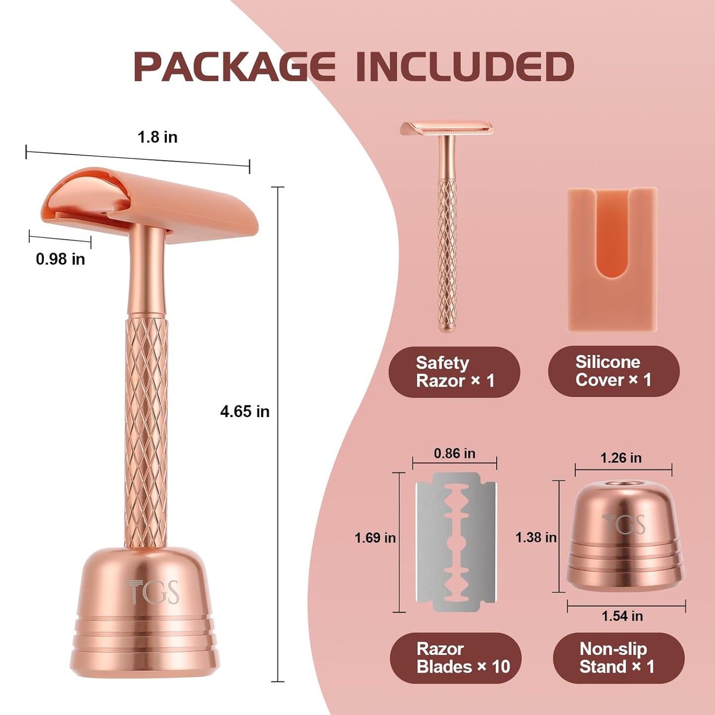 Safety Razor for Women Rose Gold with Stand